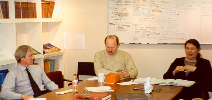 Research meetings bring clinicians, scientists and technicians together. L-R Tony Penington, Ken Knight and Geraldine Mitchell. Used with the permission of the Bernard OBrien Institute of Microsurgery.